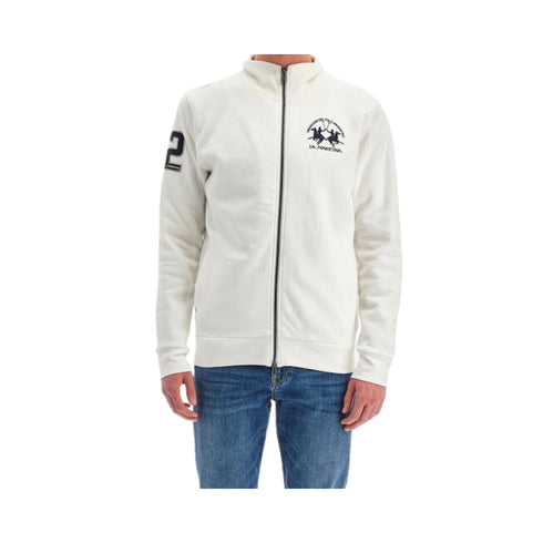 La Martina Felpa zip Felpa Uomo con logo zip classico Bianco - Francavilla Moda